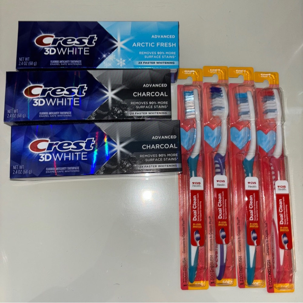 Crest toothpaste tea and toothbrushes bundle
